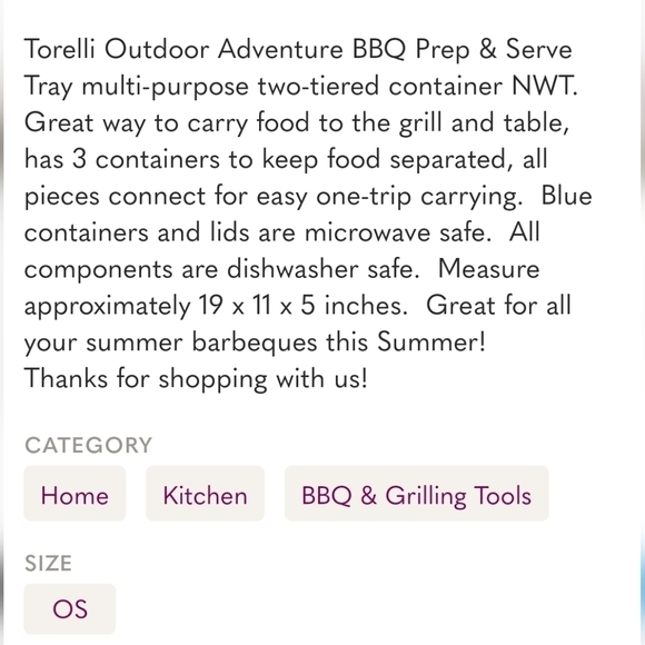 Tortellini Outdoor Adventure BBQ Prep & Serve Tray NEW - Picture 5 of 5